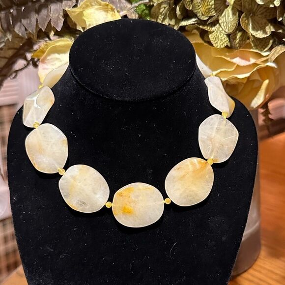 Beautiful Genuine Rutile Quartz Gemstone Necklace 14” - Picture 2 of 6